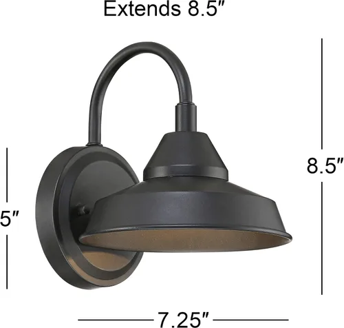 Miniatura 4 de John Timberland Westley - Lámpara rústica de estilo granero para exteriores, brazo de cuello de cisne LED negro, 8 1/2 pulgadas, para terraza