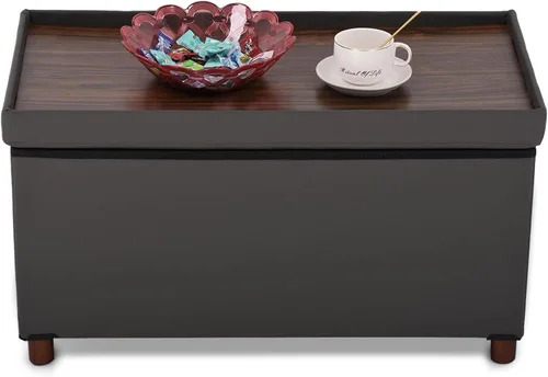 Miniatura 11 de Dorriss Banco otomano de almacenamiento para sala de estar, otomana de almacenamiento con bandeja, taburete para dormitorio, mesa de café, tapa