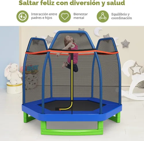 Miniatura 8 de Giantex - Trampolín de 7 pies para niños, marco de acero resistente pequeño mini trampolín para niños pequeños, grandes regalos para niños y niñas