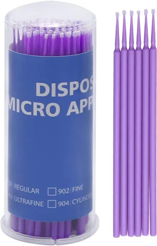 Pinceles de retoque para reparación de astillas de pintura automotriz, aplicadores micro desechables (S: 1.5 mm, púrpura) - 100 piezas