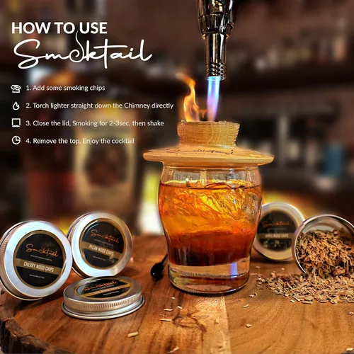 Miniatura 4 de Kit Premium de Ahumador para Cóctel de Smoktail - Kit Premium de Ahumador de Bourbon para Elaborar Exquisitos Cócteles Afumados para Hombres