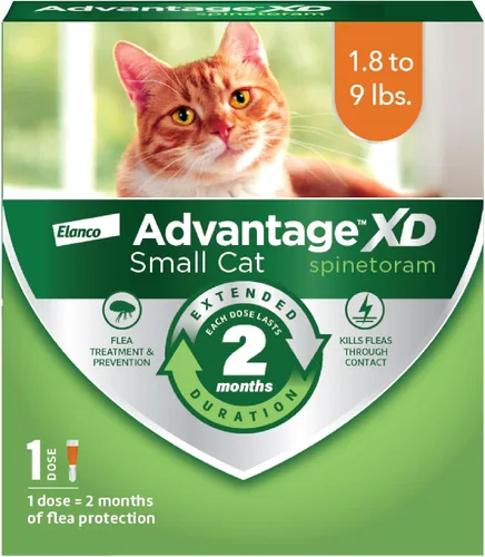 Advantage XD - Prevención y tratamiento de pulgas para gatos pequeños 1.8-9lbs. | 1 dosis tópica, 2 meses de protección por dosis