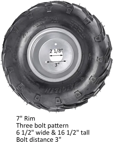 Miniatura 4 de Eje vivo de acero de 1 pulgada con ruedas sin cámara de 16 x 8-7 pulgadas, llanta y piñón de cadena, cilindro maestro de freno para Go Kart Quad