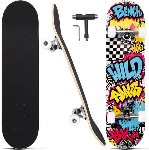 Miniatura 13 de Patinetas para principiantes, adultos, jóvenes, adolescentes, niños o niñas, de 31 x 8 pulgadas, patinetas completas de 7 capas de madera de arce