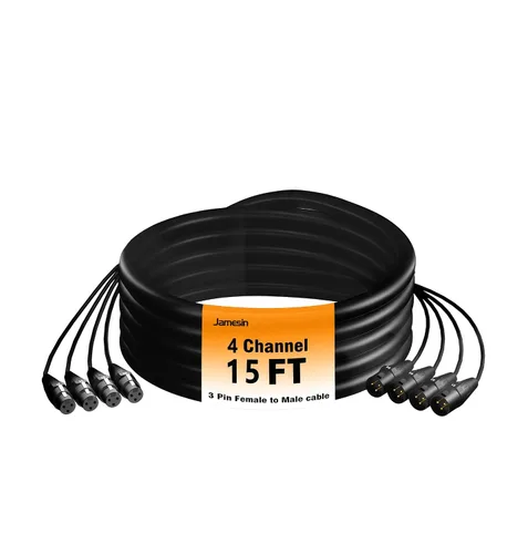 Miniatura 8 de Jamesin Cables XLR de 4 canales de 6 pies macho a hembra, cable de serpiente con etiqueta digital y cable de audio de micrófono codificado por