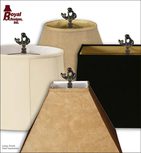Miniatura 3 de Royal Designs, Inc. Playful Cat Finial para pantalla de lámpara, F-5077AB-1, latón antiguo