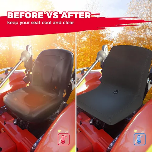 Miniatura 2 de KEMIMOTO Funda de asiento compatible con Kubota para tractor L2501, L3301, L3901, L4701, L3302, L3902, Kubota LA765, protección de tela Oxford negra