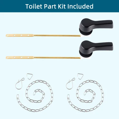 Miniatura 2 de Hygie Rinse 2 piezas Manija de inodoro de metal negro Palanca de descarga de repuesto, Manija de inodoro universal de montaje frontal con cadenas