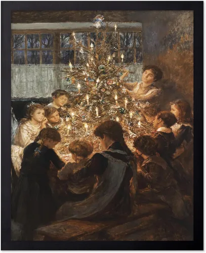 Miniatura 72 de Poster Master Impresión de pintura vintage de árbol de Navidad, póster retro de vacaciones, arte de invierno, diseño abstracto melancólico de pared