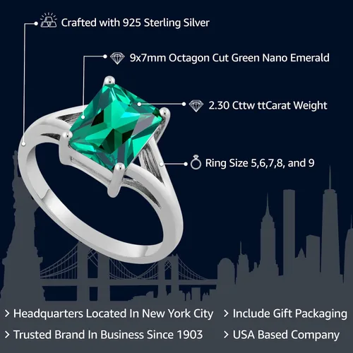 Miniatura 17 de Gem Stone King Anillo de compromiso solitario con diseño clásico de vástago dividido para mujer, plata de ley 925, piedra natal de piedra preciosa