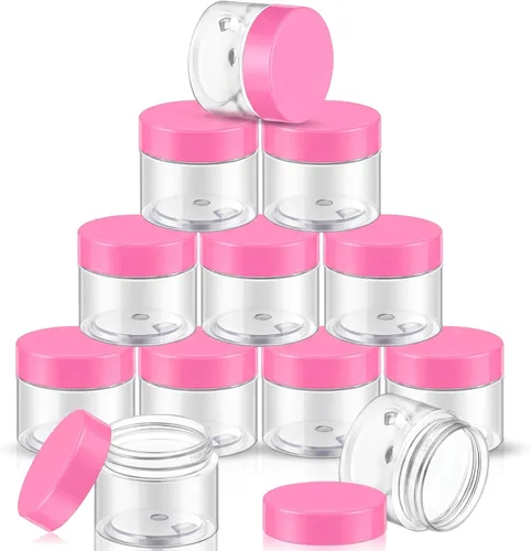 Miniatura 28 de SATINIOR Paquete de 12 frascos de plástico con tapas, frascos redondos para cosméticos de viaje, para artículos de tocador, loción, crema