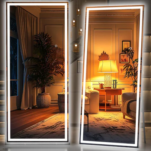 Miniatura 41 de Hasipu Espejo de longitud completa con luces, espejo de pie LED de 65 x 22 pulgadas, espejo de cuerpo completo para vestirse, espejo montado