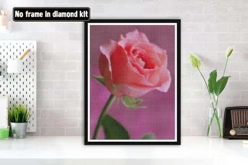 Bimkole Kit de pintura de diamantes 5D rosa rosa, flores de taladro completo, juego de bordado de diamantes de imitación de bricolaje con diamantes