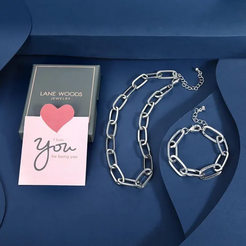 Miniatura 6 de LANE WOODS Collar y pulsera de cadena de oro para mujer y mujer, delicado y grueso, cadena de eslabones de cadena