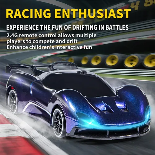 Miniatura 4 de Coche de deriva a escala 1:20 con control remoto 4WD 2.4GHz Racing Sport Toy RC Car con luces LED, carreras y ruedas de deriva (azul)