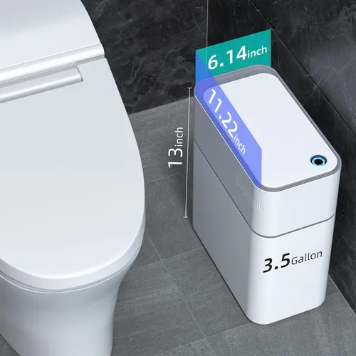 Miniatura 6 de MOPALL - Cubo de basura automático con sensor de movimiento para baño con tapa, de 3 galones, basurero sin contacto con auto-adsorción, papelero