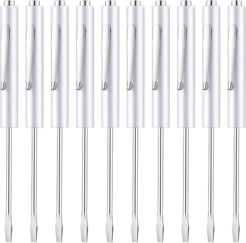 Honoson 10 piezas de destornilladores de bolsillo, mini puntas y clips de bolsillo, pequeño destornillador magnético ranurado con cabeza de hoja