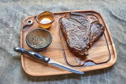 Miniatura 6 de Ironwood Gourmet Fort Worth Plato para Bistec con Canal para Jugos, Madera de Acacia, Juego de 4
