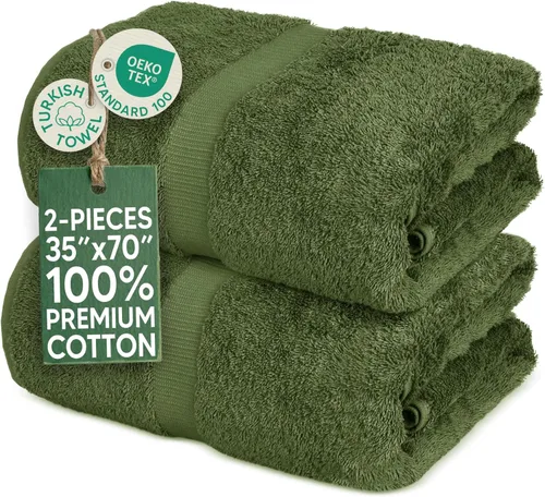 Miniatura 35 de Towel Bazaar Toallas Turcas de Algodón Premium Súper Suaves y Absorbentes (Juego de 2 Toallas de Baño Grandes, Blanco)