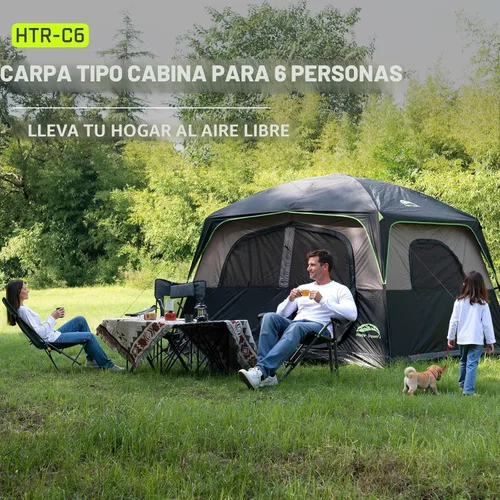 Miniatura 5 de Happy Travel Tent 6 Person Tents for Camping, Waterproof Easy Setup Camping Tent with Rainfly, Portable Large Family Cabin Tent with 5 Large Mesh