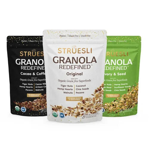Miniatura 28 de Struesli Cacao + Café Orgánica Granola, Sin Granos y Sin Gluten, Bocadillos Saludables con Cacao, Café, Frutos de Chufa, Nueces Pecanas, Nueces
