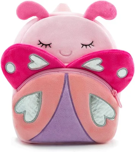 Mochila con diseño de animales, animal de felpa, minibolsa de viaje para niño de 2-6 años, Rosado (Pink Butterfly)), B07SNTZL8P
