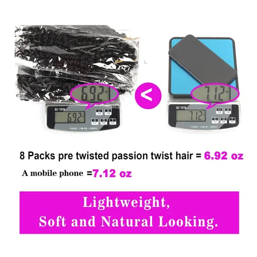 Miniatura 5 de Bileaf Paquete de 8 de cabello de ganchillo trenzado de pasión de 6 pulgadas para mujeres, pelo corto de ganchillo trenzado de pasión pretrenzado