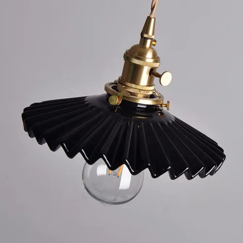 Miniatura 7 de Lámpara colgante de cerámica negra para isla de cocina, pantalla festoneada de cerámica, estilo granja, vintage, luces colgantes de techo