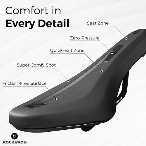 Miniatura 4 de ROCKBROS Sillín de bicicleta para niños, asiento de bicicleta de repuesto para BMX, asiento de bicicleta con diseño ergonómico, concepto de 3 zonas