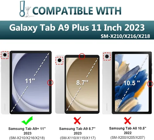 Miniatura 2 de Funda con teclado retroiluminado para Samsung Galaxy Tab A9 Plus de 11 pulgadas 2023 (SM-X210/X216/X218) con protector de pantalla, teclado