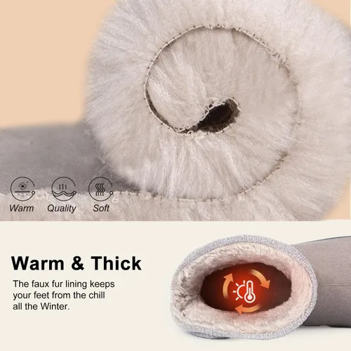 Miniatura 3 de LongBay Pantuflas de punto de chenilla cálidas para mujer, de espuma viscoelástica, cómodas, de gamuza, esponjosas, de espuma viscoelástica, botas