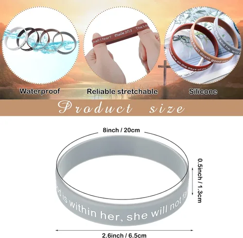 Miniatura 38 de Estune 120 pulseras de versículos de la Biblia, con cita motivacional, pulseras de goma, pulseras de silicona religiosas, pulseras de silicona