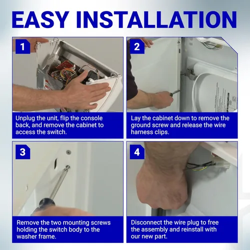 Miniatura 7 de BlueStars Interruptor de tapa de lavadora ultraduradero 3949238 - Compatible con lavadoras Whirlpool y Kenmore - Durabilidad mejorada con escudo