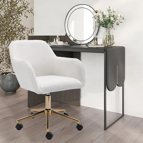 Miniatura 15 de Silla moderna de peluche para oficina en casa, silla giratoria ajustable para sala de estar, bonito escritorio para adolescentes, decoración