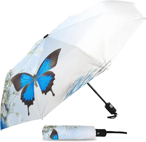 Miniatura 2 de DHDM Automatic Umbrella for Rain and Sun Male Women Beach Parasol Print Folding Umbrella