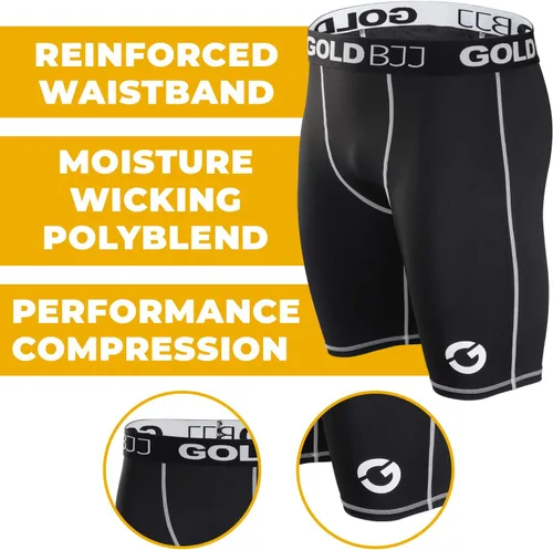 Miniatura 2 de Gold BJJ Pantalones cortos de compresión Jiu Jitsu - Capa base para agarre Gi y No-Gi - Short de artes marciales