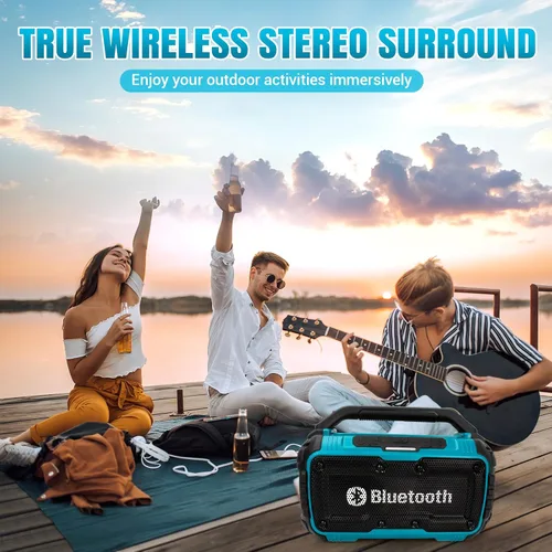 Miniatura 2 de Altavoz Bluetooth inalámbrico compatible con batería Makita de 18 V máximo, Boombox inalámbrico portátil de 80 W, duradero para lugares de trabajo