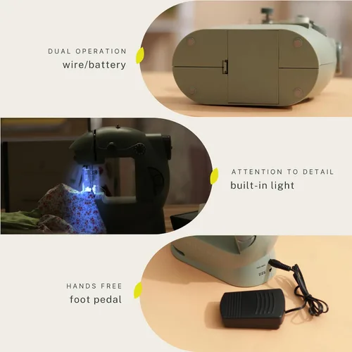Miniatura 4 de Hearth & Harbor Minimáquina de coser para principiantes, máquina de coser portátil de doble velocidad pequeña para niños y adultos con mesa
