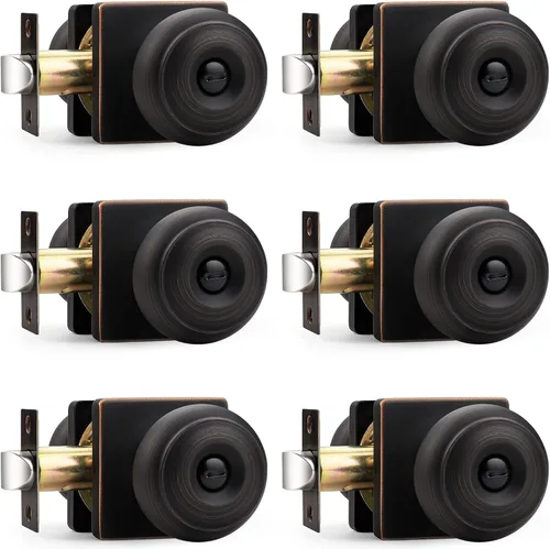 Miniatura 22 de Probrico Perillas de puerta negras con roseta cuadrada, manijas de puerta de privacidad para dormitorio, perillas de puerta negras cerraduras