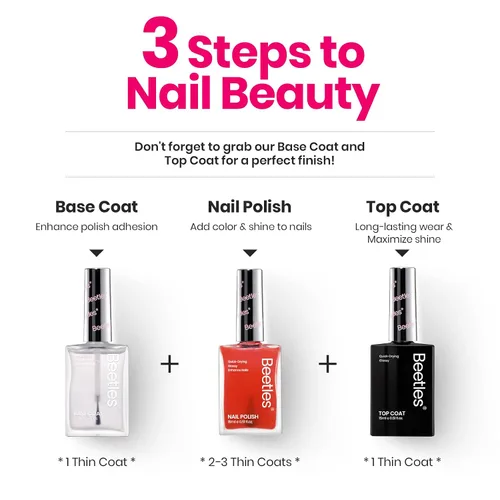 Miniatura 6 de Beetles Esmalte de uñas – Esmalte de uñas de dedos rojos de secado rápido (0.5 onzas líquidas), no necesita lámpara UV, esmalte de uñas, manicura