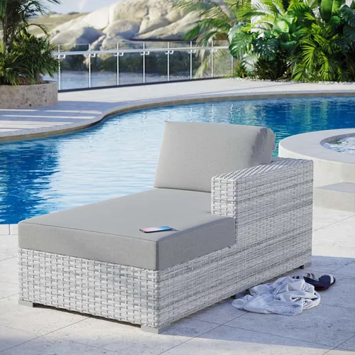 Miniatura 31 de Modway Convene - Otomana rectangular de mimbre para patio al aire libre, color gris claro