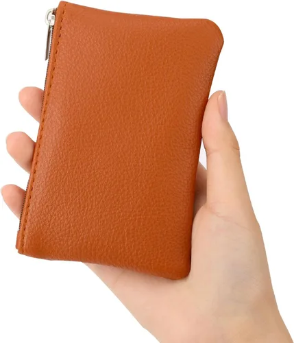 Miniatura 5 de Paquete de 2 monederos, monedero pequeño portátil de piel sintética con cremallera, monedero pequeño para mujer, tarjeta de crédito, facturas