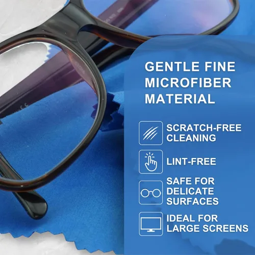 Miniatura 6 de Eco-Fused Paño de limpieza de microfibra, paño de microfibra de 7 x 6 pulgadas, paquete de 6 toallitas de limpieza de lentes azules, paño