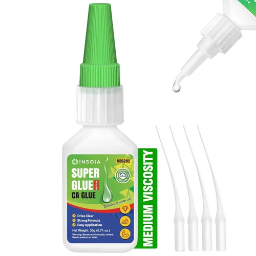 Pegamento CA mediano, 0.71 oz de cianoacrilato de alta calidad, pegamento de fijación rápida, 150 CPS adhesivo de viscosidad para torneado de