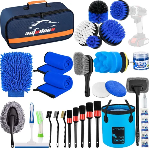 Miniatura 10 de Juego de 30 cepillos para detalles de coche, kit de detalles de coche, juego de cepillos de taladro para detalles de coche, cepillos de detalles