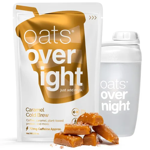 Miniatura 8 de Oats Overnight - Caramel Cold Brew - Vegano, 0.71 oz de proteína, batido de desayuno alto en fibra, 65 mg de cafeína, sin gluten, avena sin OMG