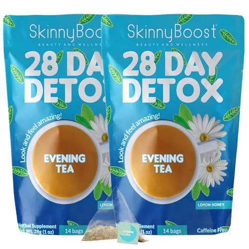Skinny Boost - Té de noche (paquete de 2) 28 bolsas de té en total, apoya la desintoxicación y la limpieza, reduce la hinchazón, todo natural, vegano