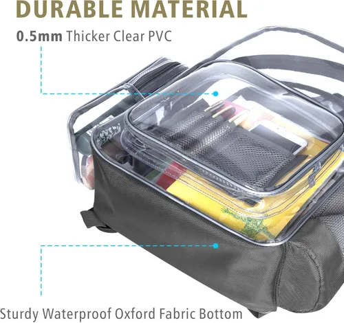 Miniatura 7 de F-color - Mochila transparente grande, bolsa transparente de PVC resistente para estadio y escuela
