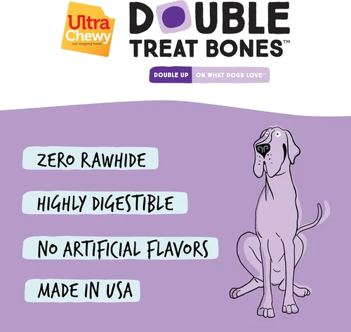 Miniatura 4 de Ultra Chewy Sabores de mantequilla de maní, pollo, tocino y queso: golosinas de larga duración fabricadas en Estados Unidos para razas grandes