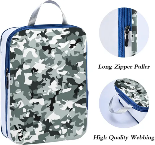 Miniatura 6 de Juego de cubos de embalaje de compresión expandibles de camuflaje, bolsas de almacenamiento extensibles, 3 piezas, ropa sucia separada, resistente